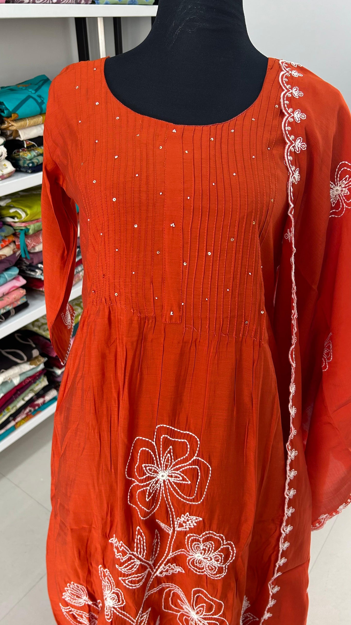Rustic Orange Mul Chanderi Salwar