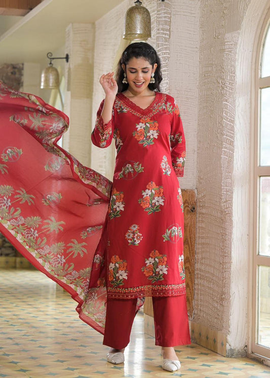Red Mul cotton Salwar