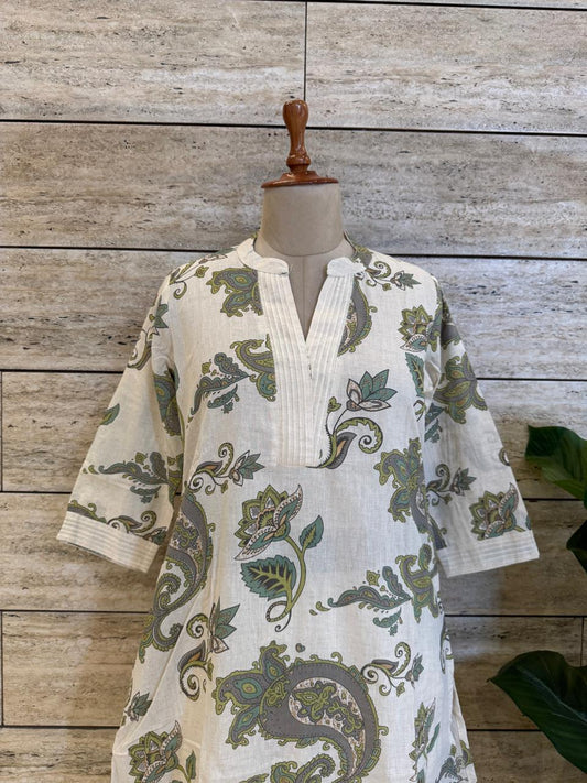 Half White Cotton Flex Kurta Pant