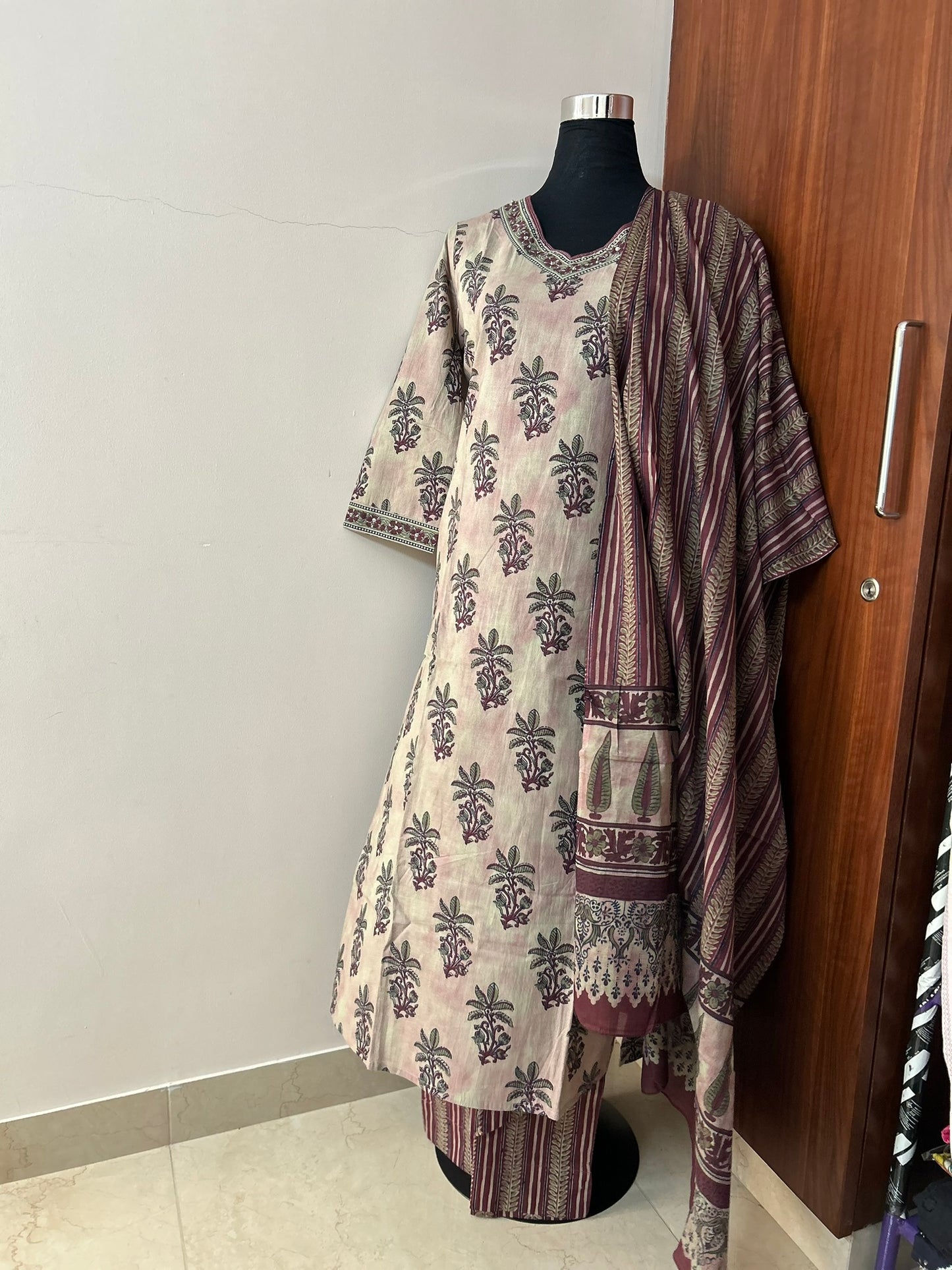 Beige Maroon Salwar