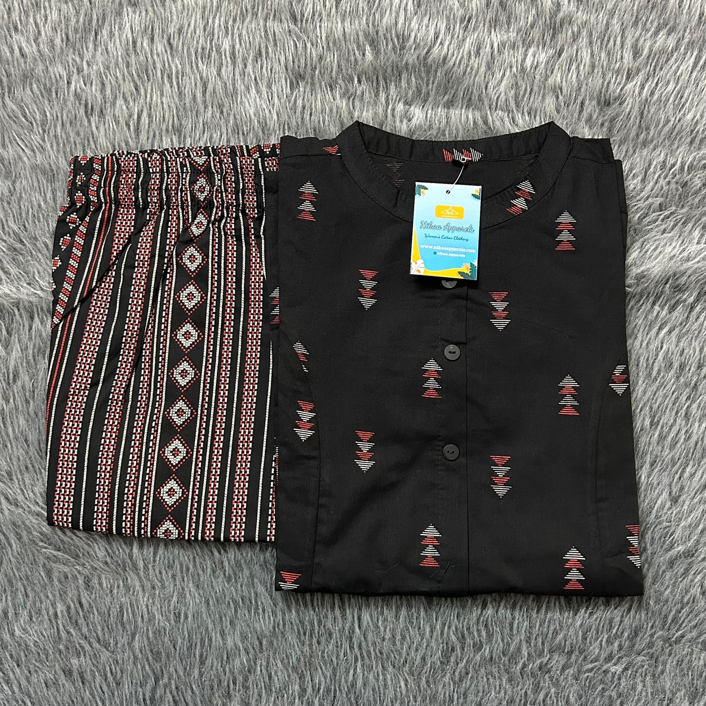 Black Cotton Kurta Pant