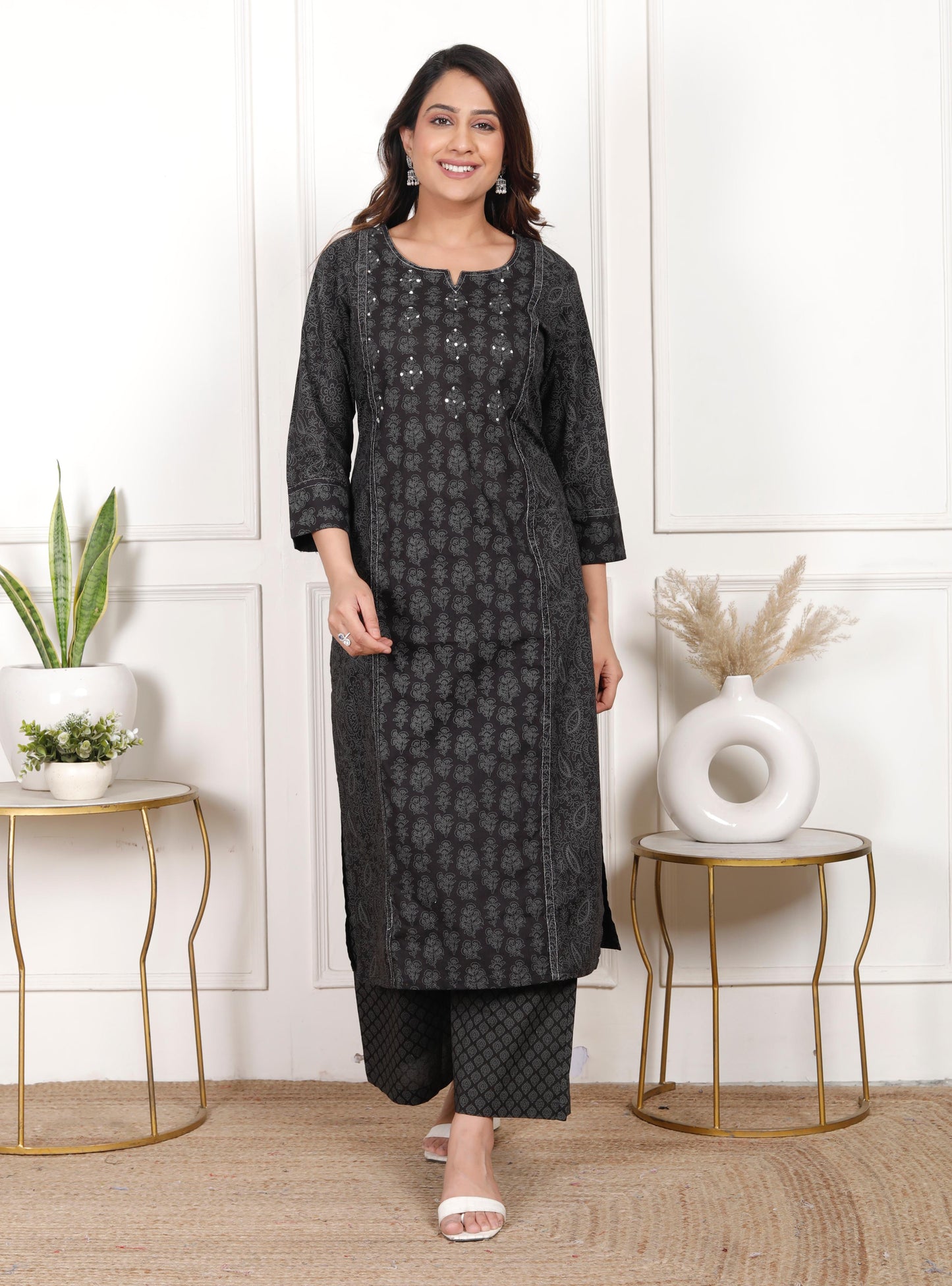 Pitch Black Salwar with Palazzo