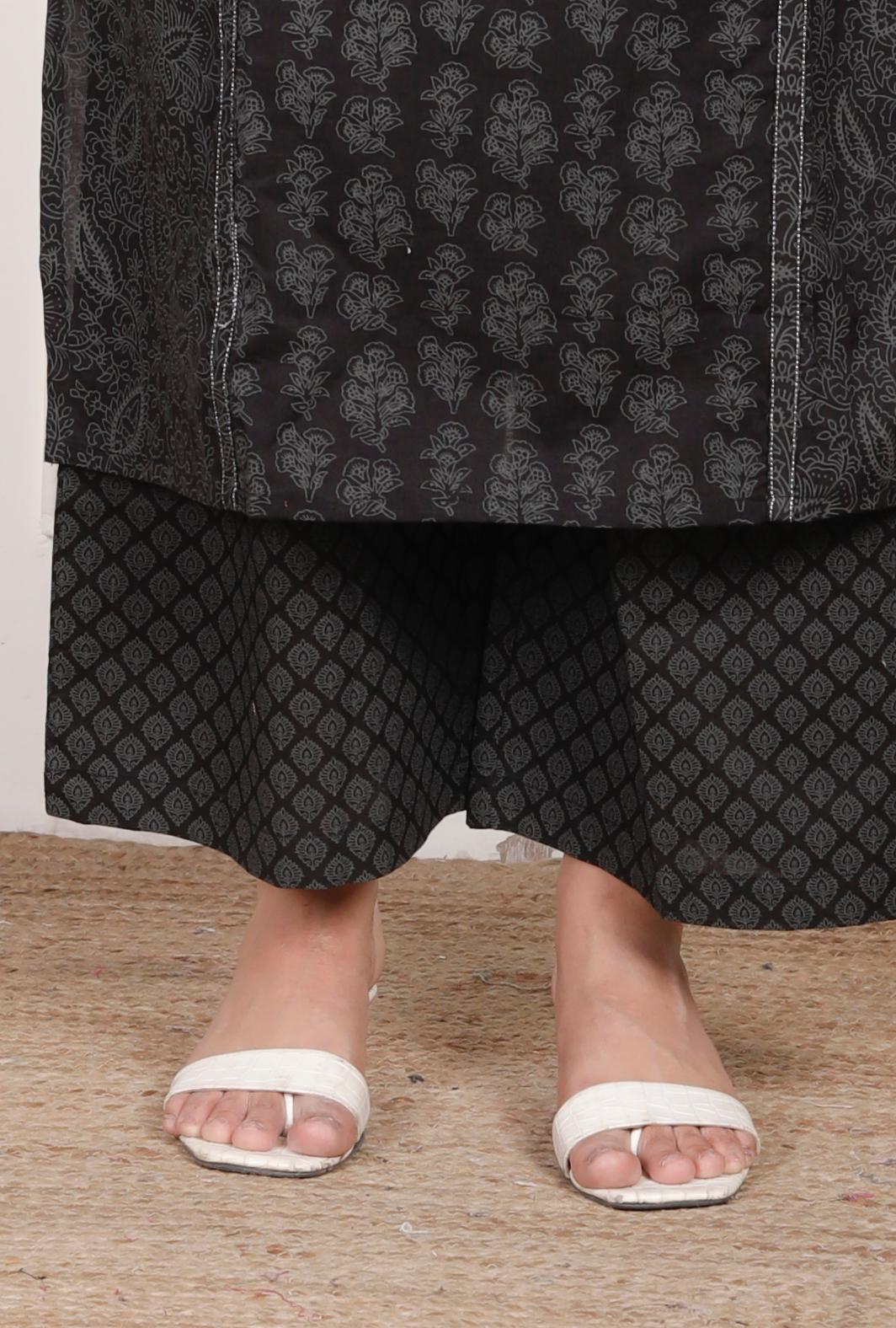 Pitch Black Salwar with Palazzo