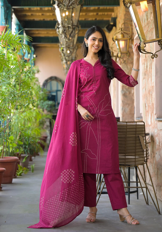 Rani Pink Cotton Salwar