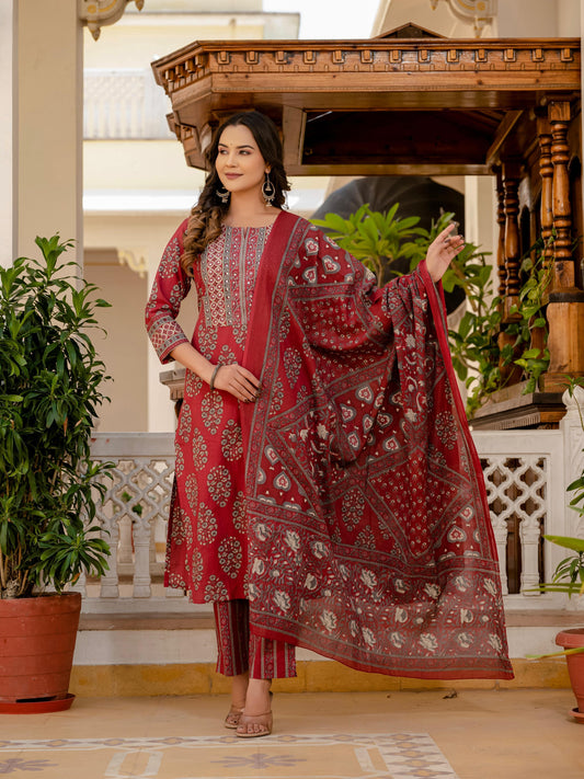 Rose Red Cotton Salwar