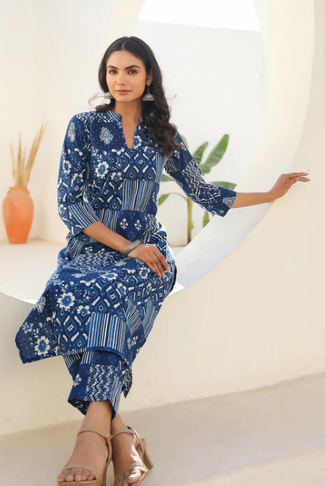 Blue Abstract Cotton Coords