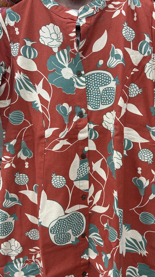 Rustic Orange Cotton Flex Kurta