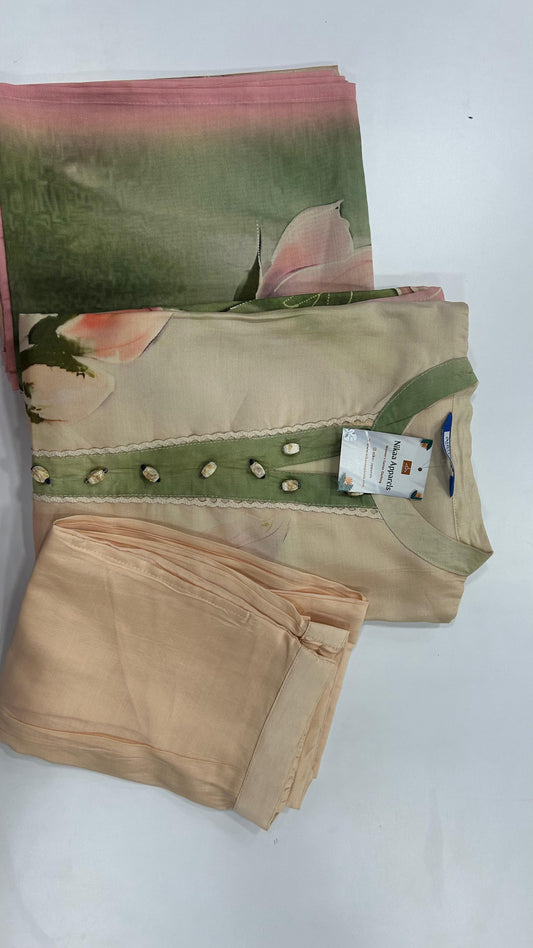 Beige Silk Cotton Salwar