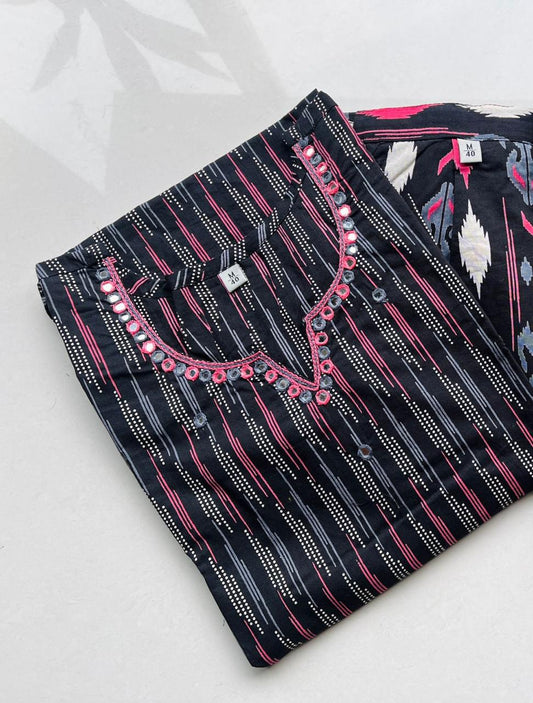 Black Cotton Kurta Pant