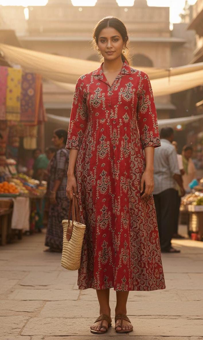 Red Kalamkari Maxi