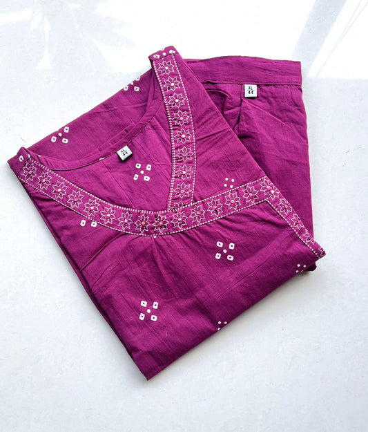 Magenta Grace Cotton Kurta Pant
