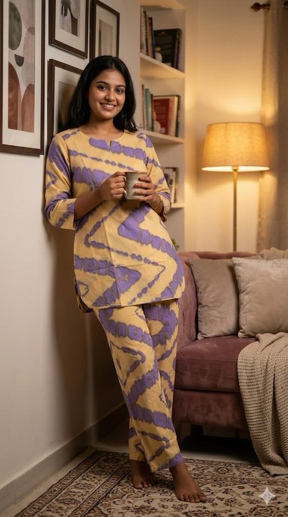 Lavender Mist Cotton Night Lounge Set