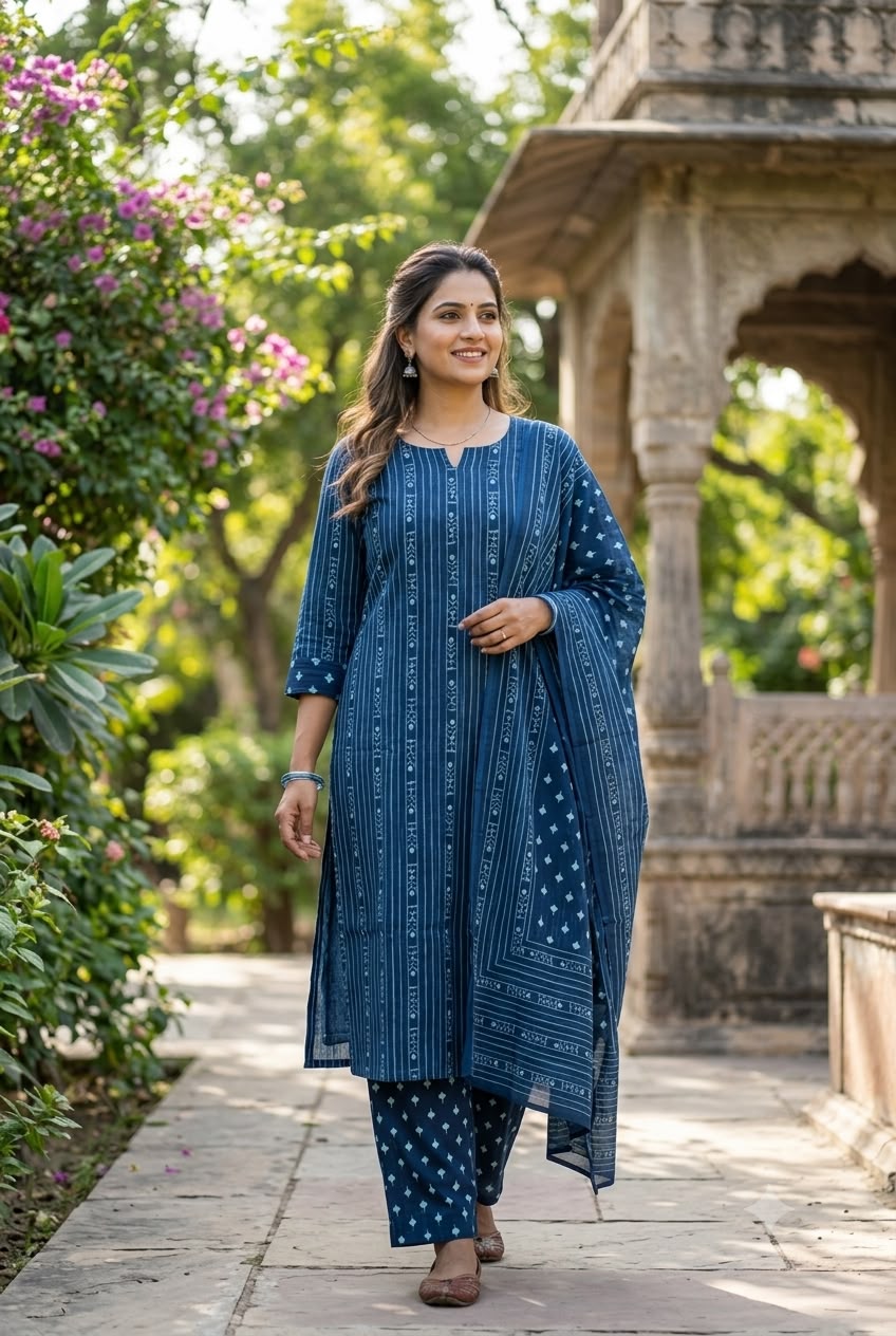 Deep Indigo Lining Cotton Salwar