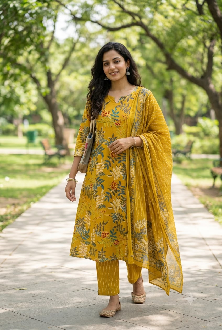 Mustard Meadow – A-Line Cotton Salwar
