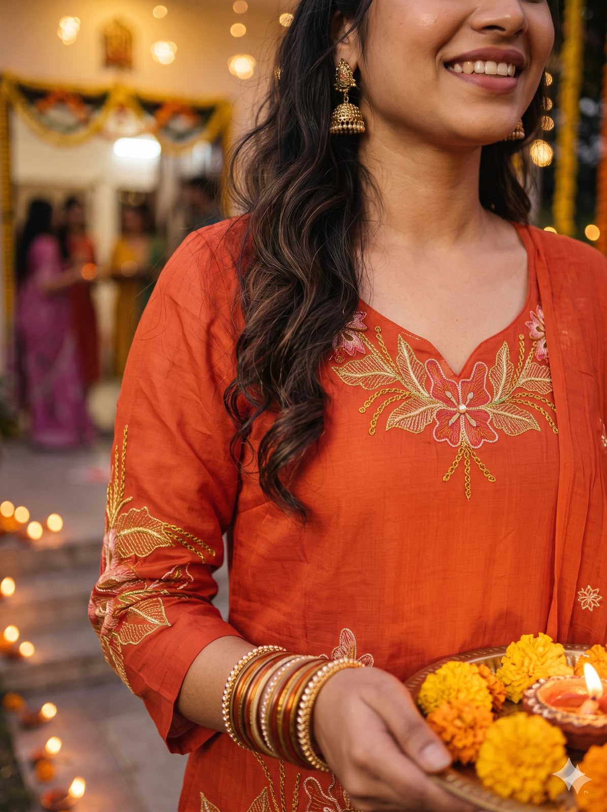 Rust Orange Mul Chanderi Lining Salwar