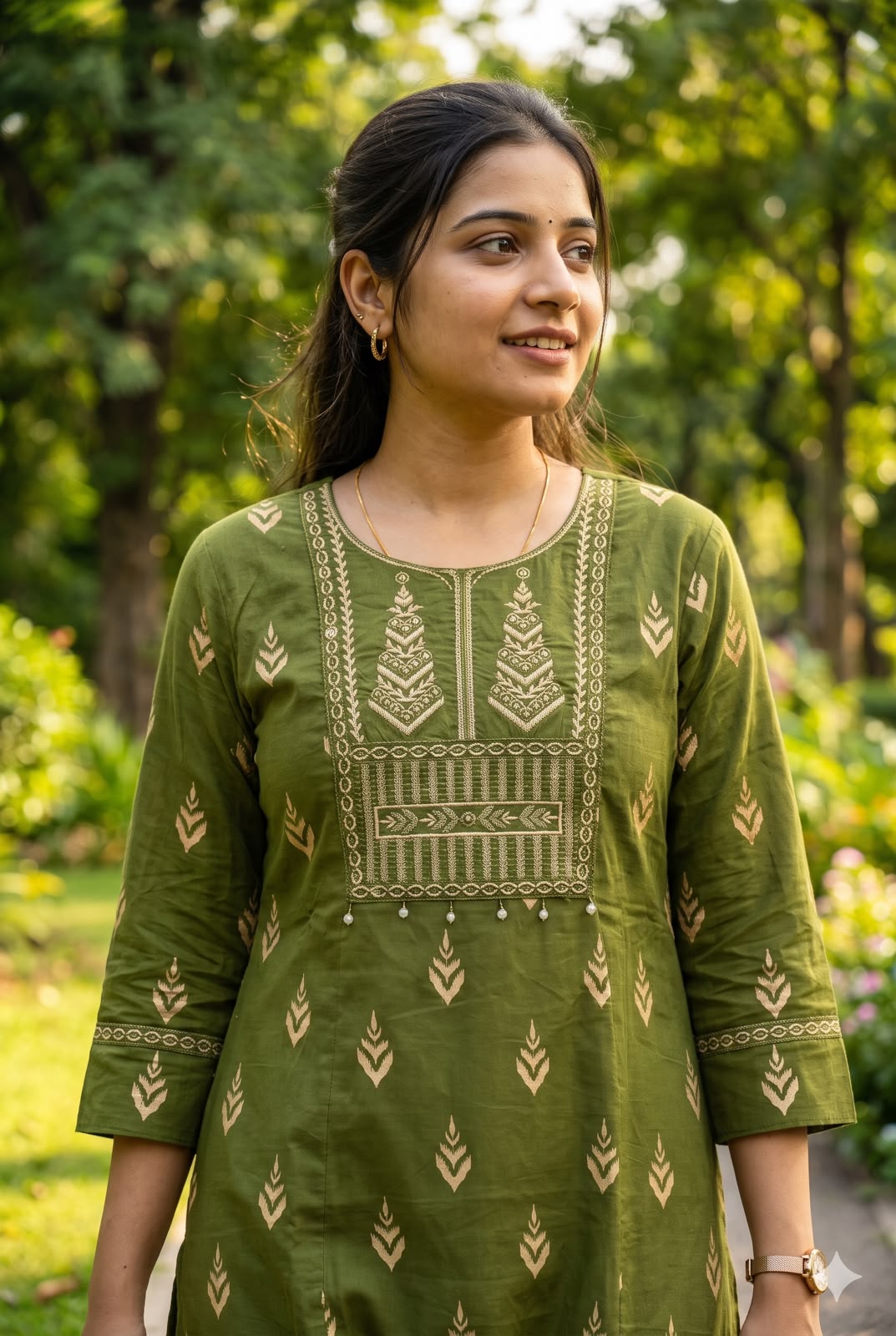 Olive Green A-Line Kurta Pant