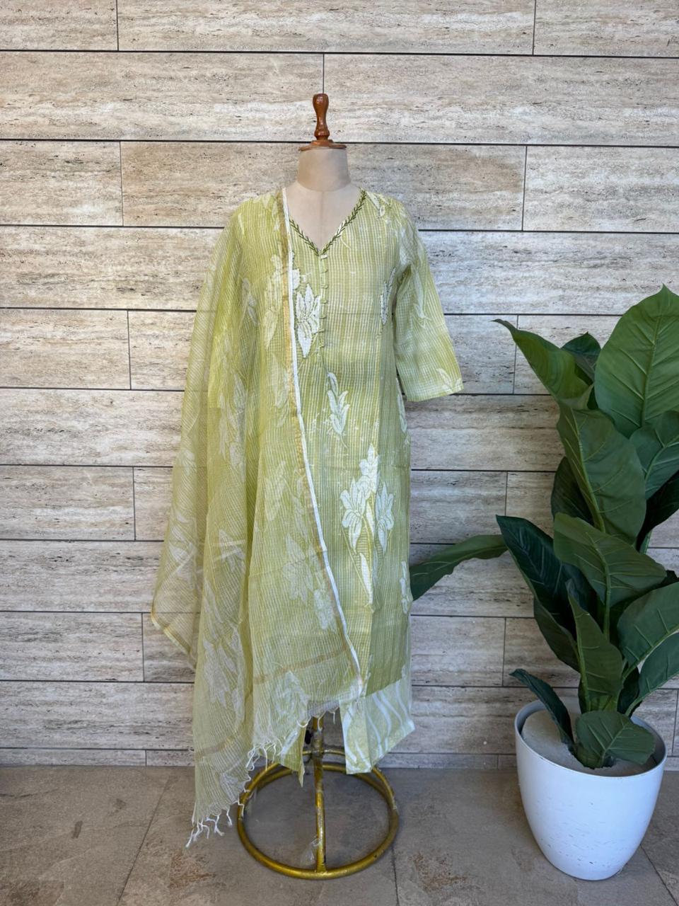 Olive Whisper Kota Cotton Salwar