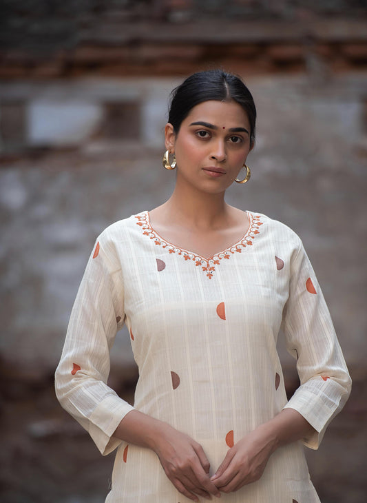 Off-white Cotton Kurta Pant