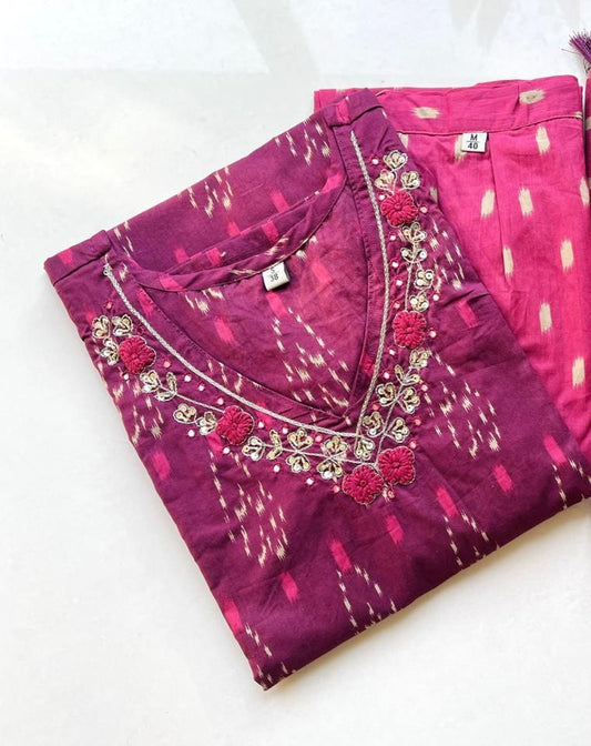 Cherry Pink Ikkat Kurta Pant
