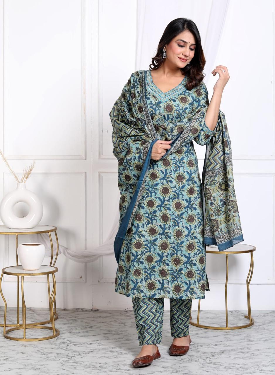 Tropical Green blue Salwar