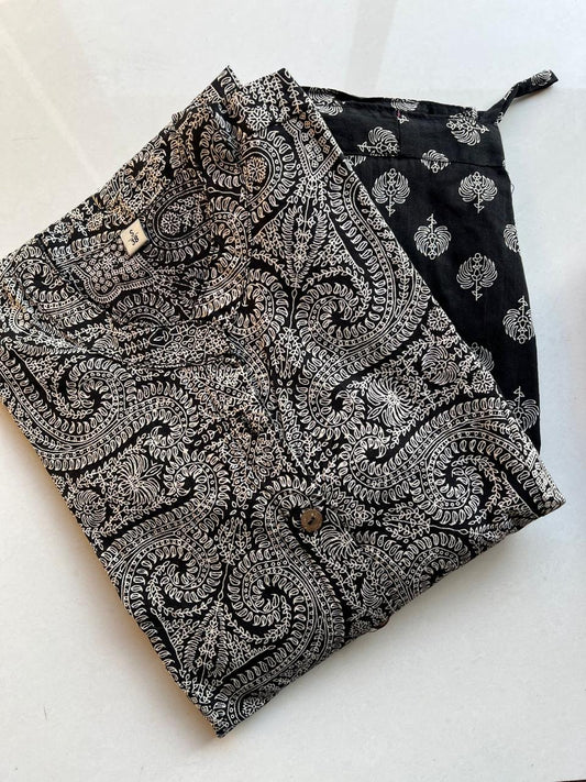 Black Collared Cotton Aline Coords