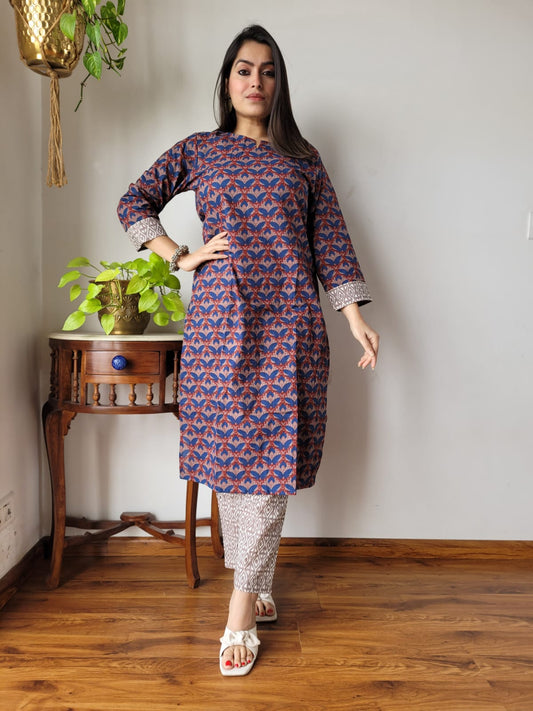 Blue Brown Kurta Pant