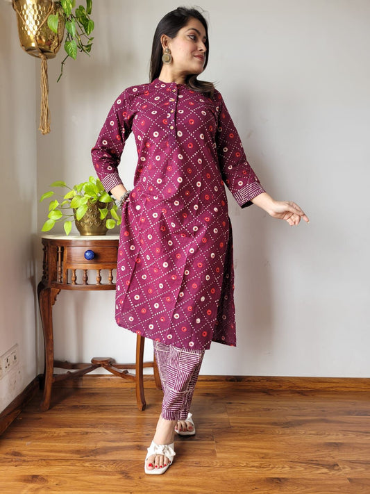 Wine Kurta pant