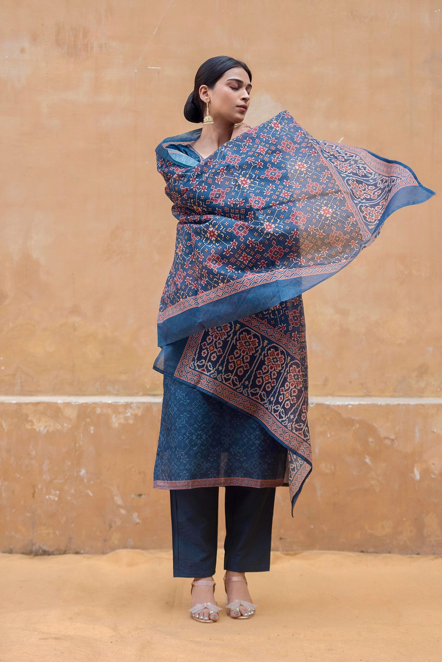 Indigo Blue Chanderi Suit