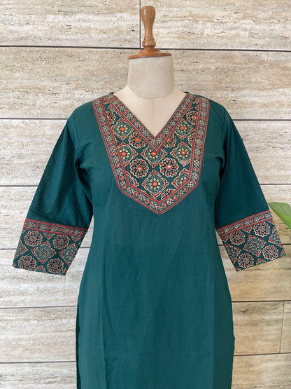 Rama Green Kalamkari Cotton Salwar