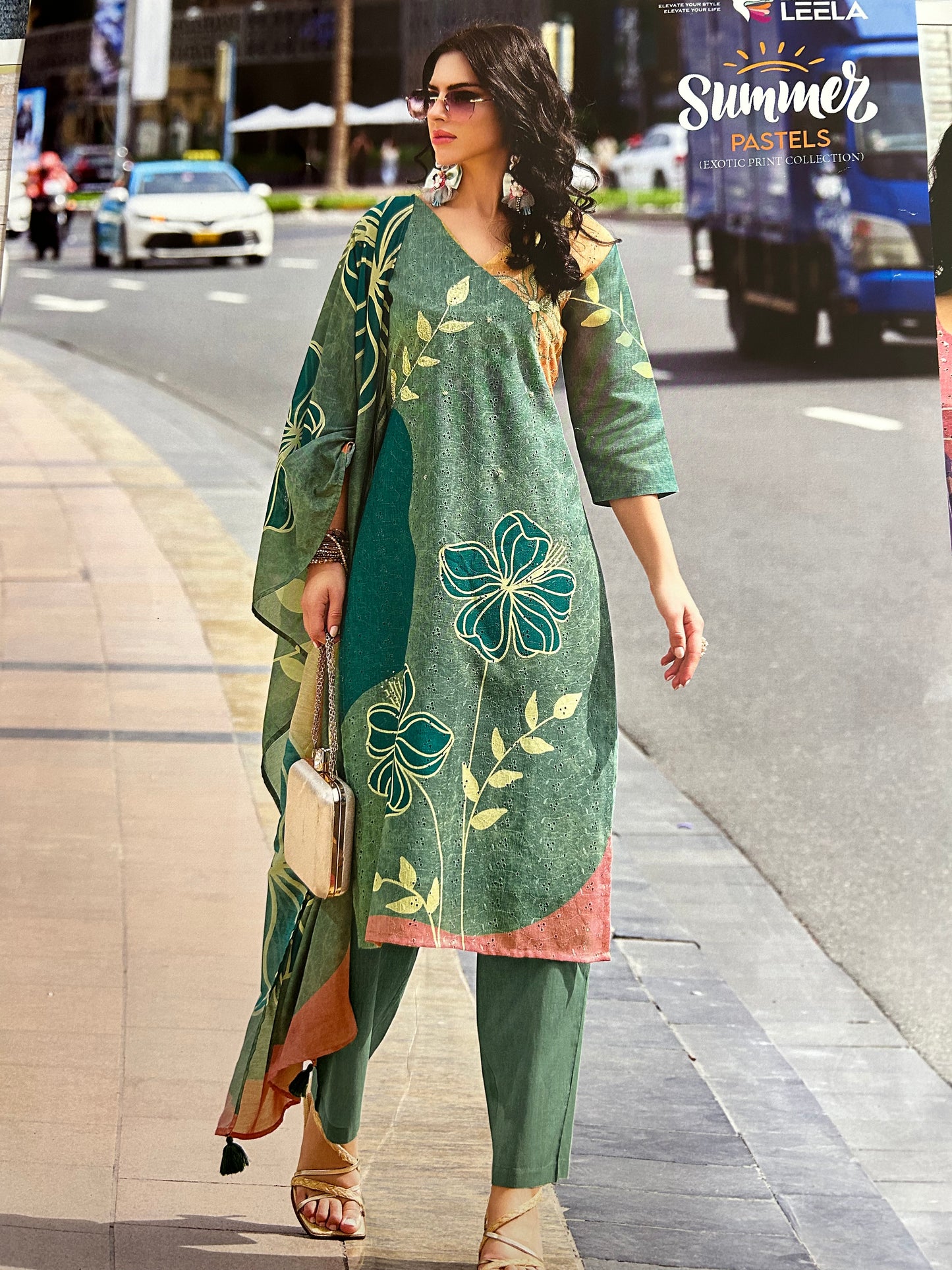 Green schiffli Cotton salwar