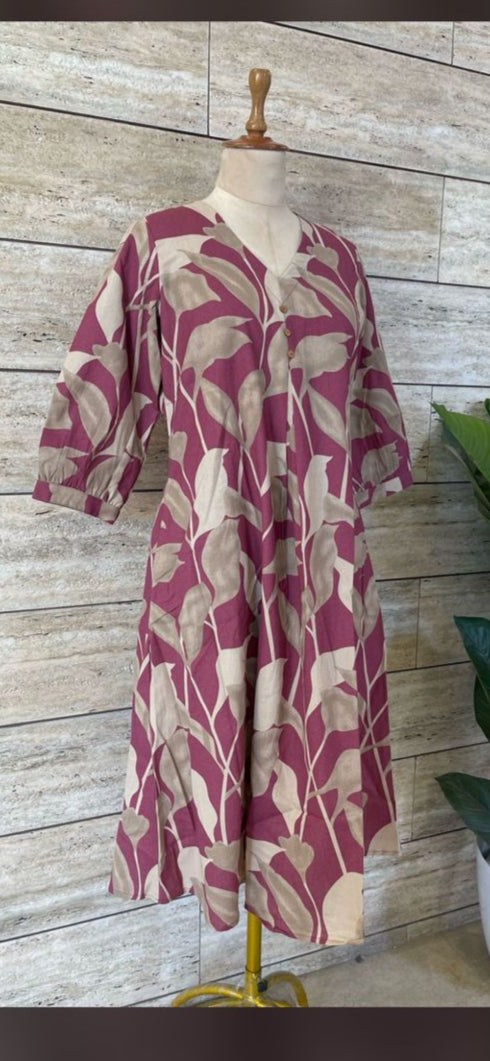 Beige Cherry Cotton Flex Maxi