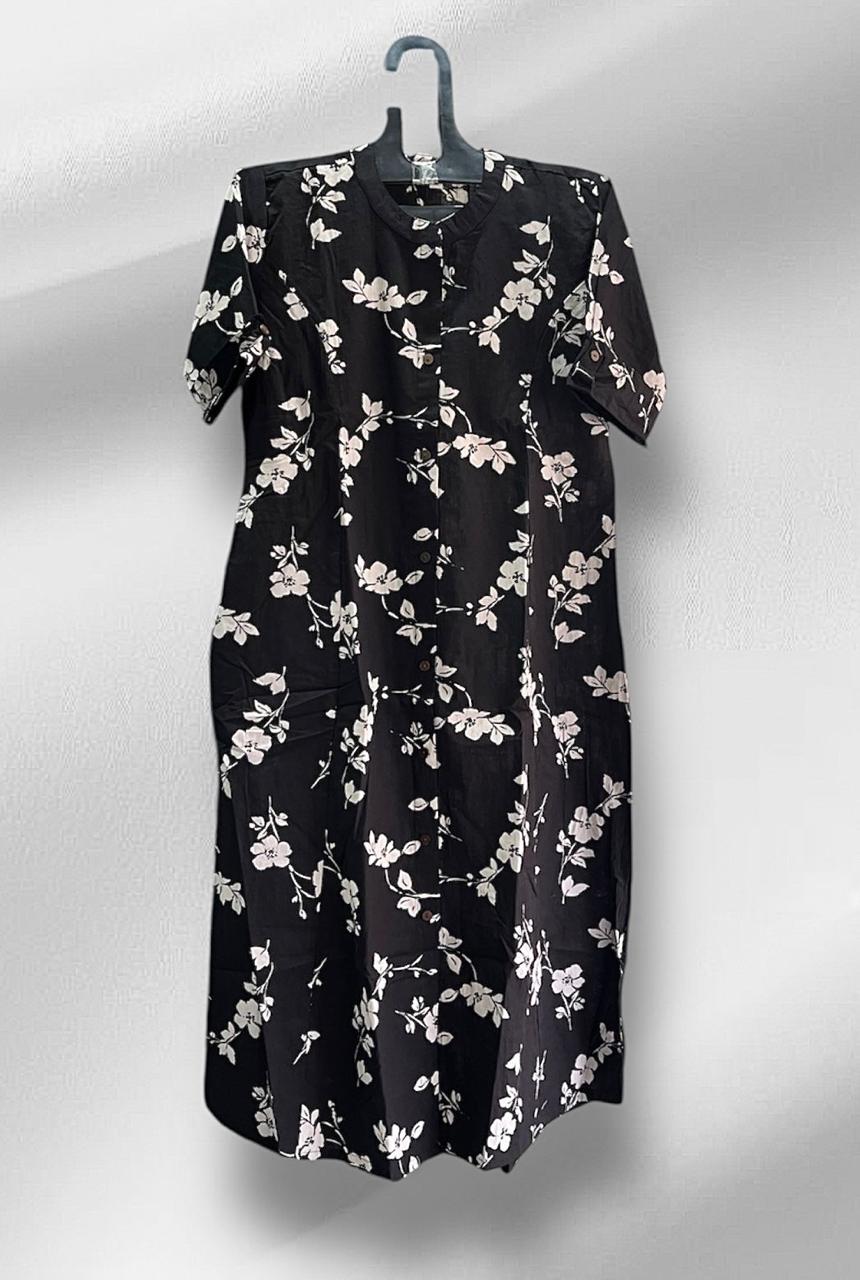 Black Floral Cotton Aline Coords