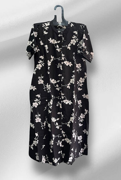 Black Floral Cotton Aline Coords