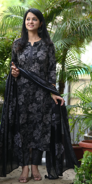 Midnight Charcoal Floral Salwar