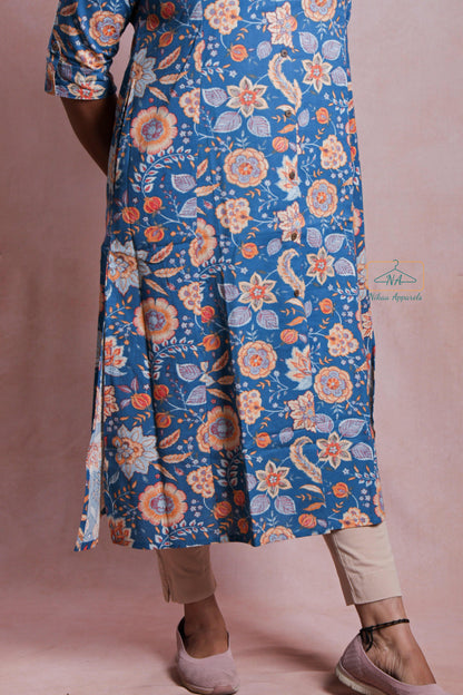 Indigo Blue Floral Aline Maxi