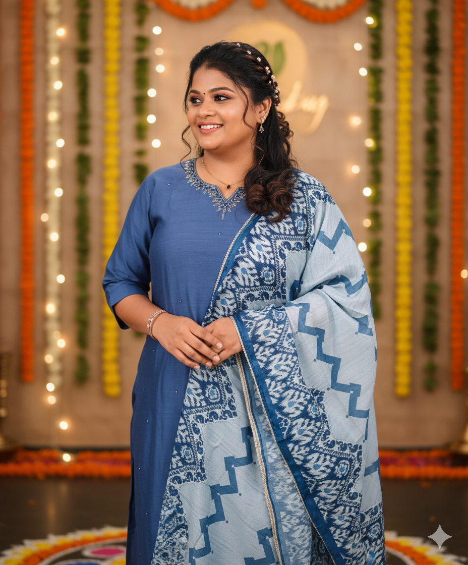 Delph Blue Silk Salwar