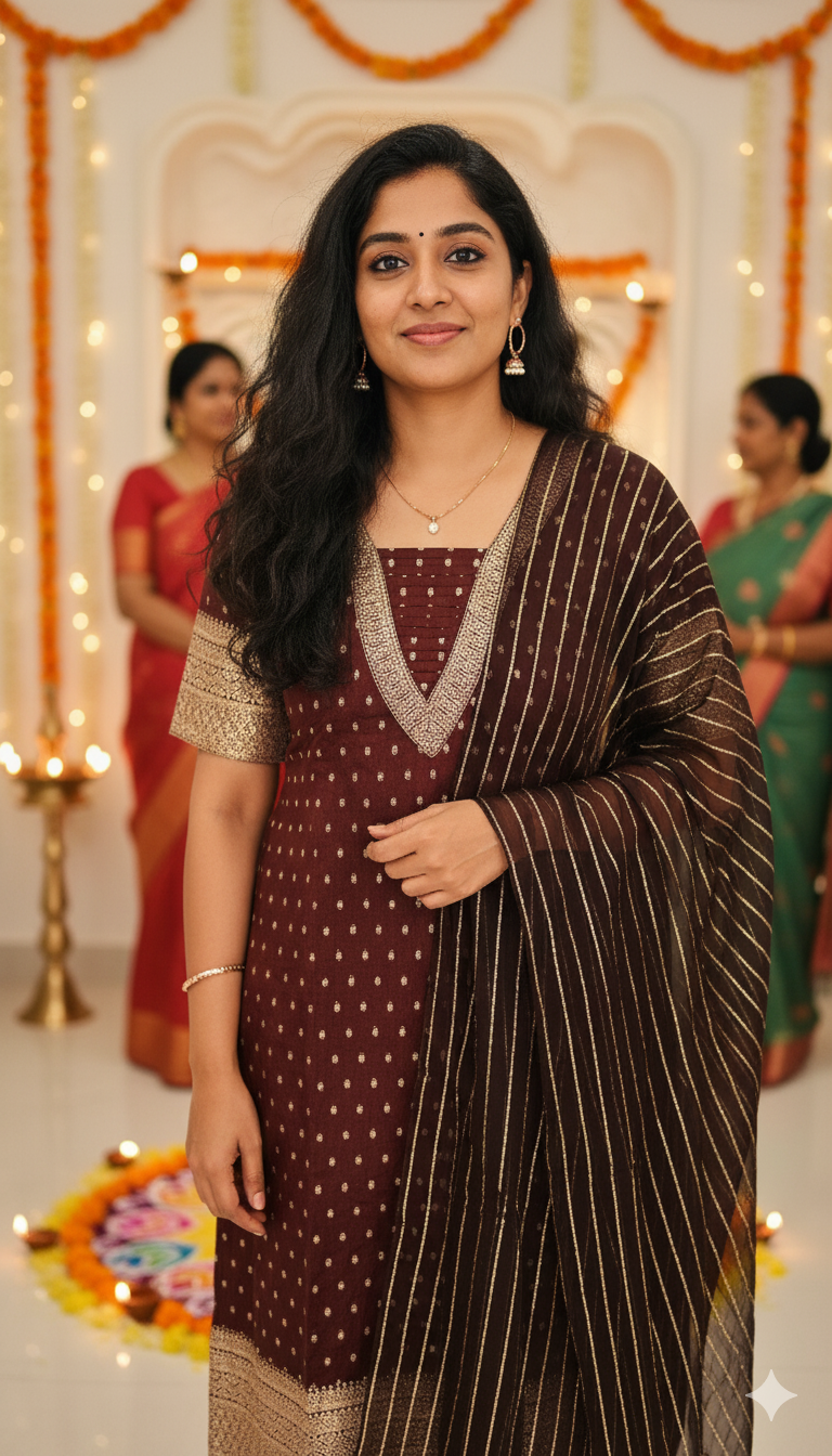 Coffee Brown Dola Silk Salwar