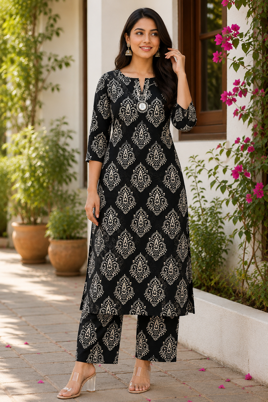 Black & Ivory Block Cotton Coords