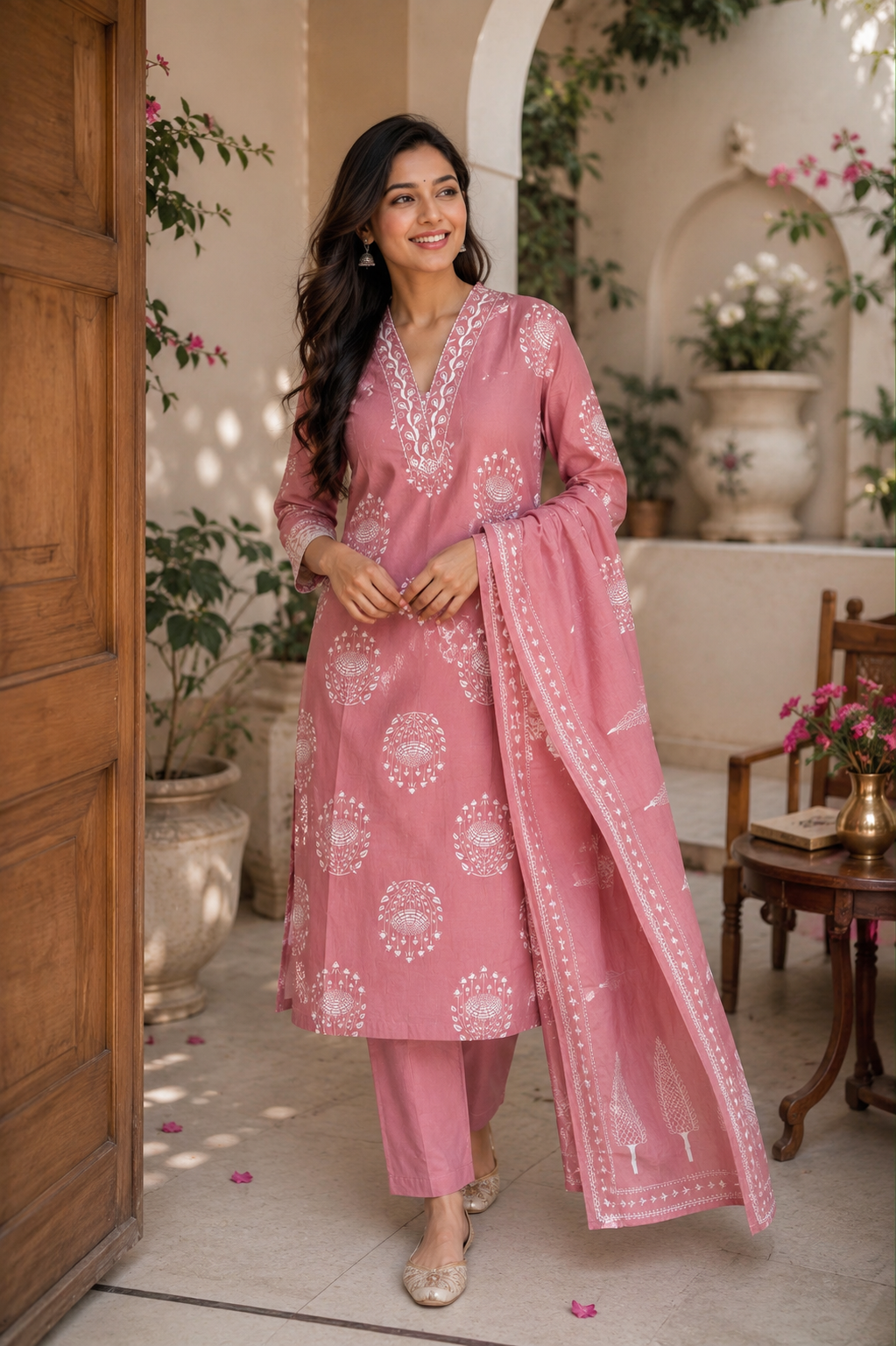 Rose Blush Heritage Mul Cotton Salwar