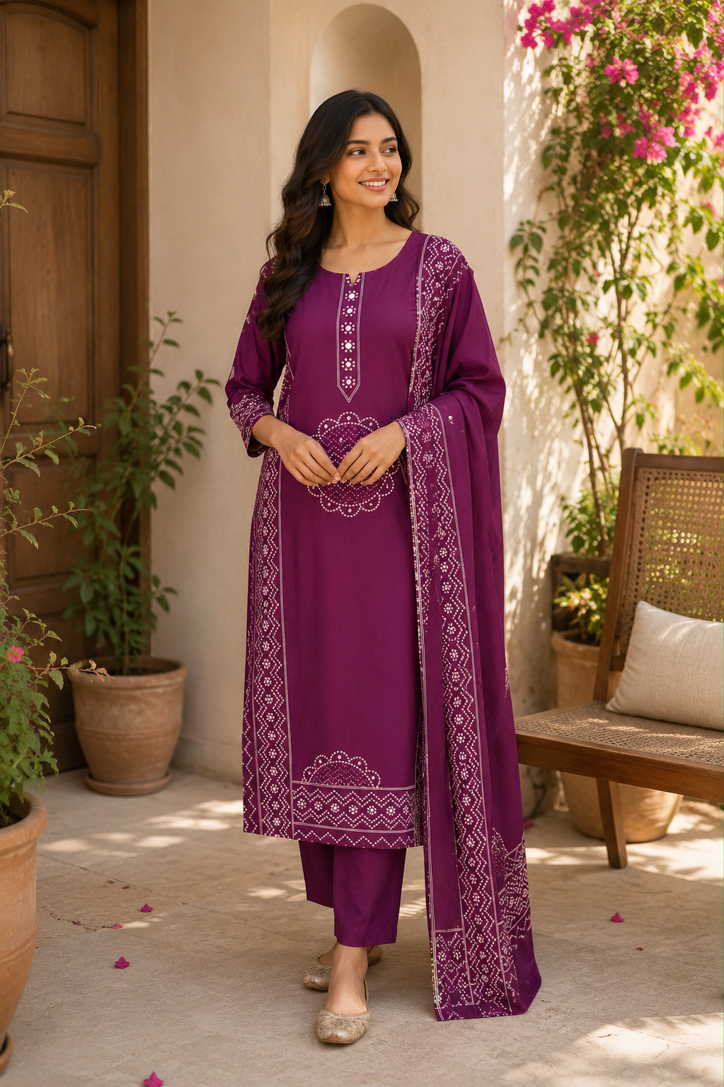 Royal Plum Heritage Mul Cotton Salwar
