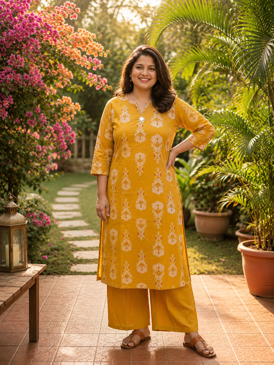 Golden Marigold Plus Size Kurta Pant