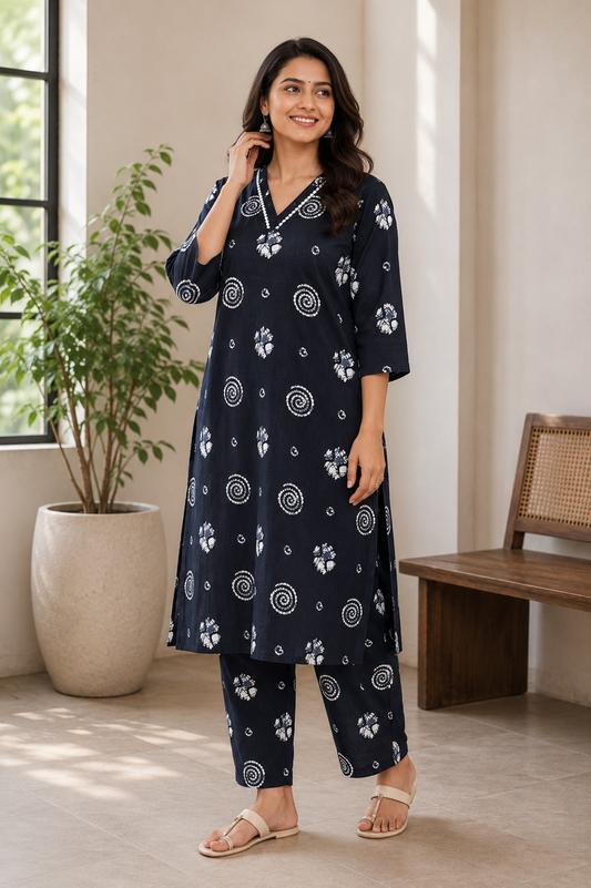 Midnight Indigo Cotton Lining Coords