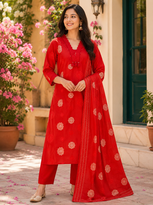 Ruby Red Cotton Salwar