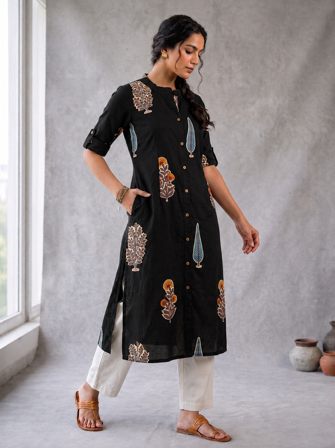 Noir Garden Cotton Kurta