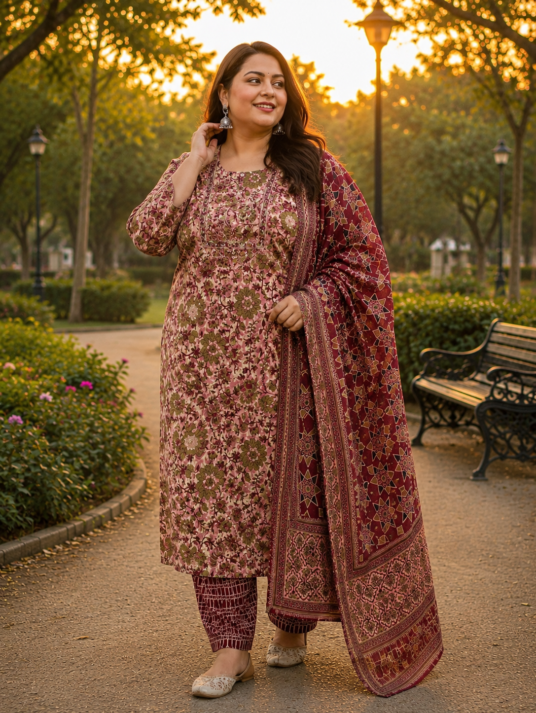 Wine Heritage Cotton Salwar Suit Set