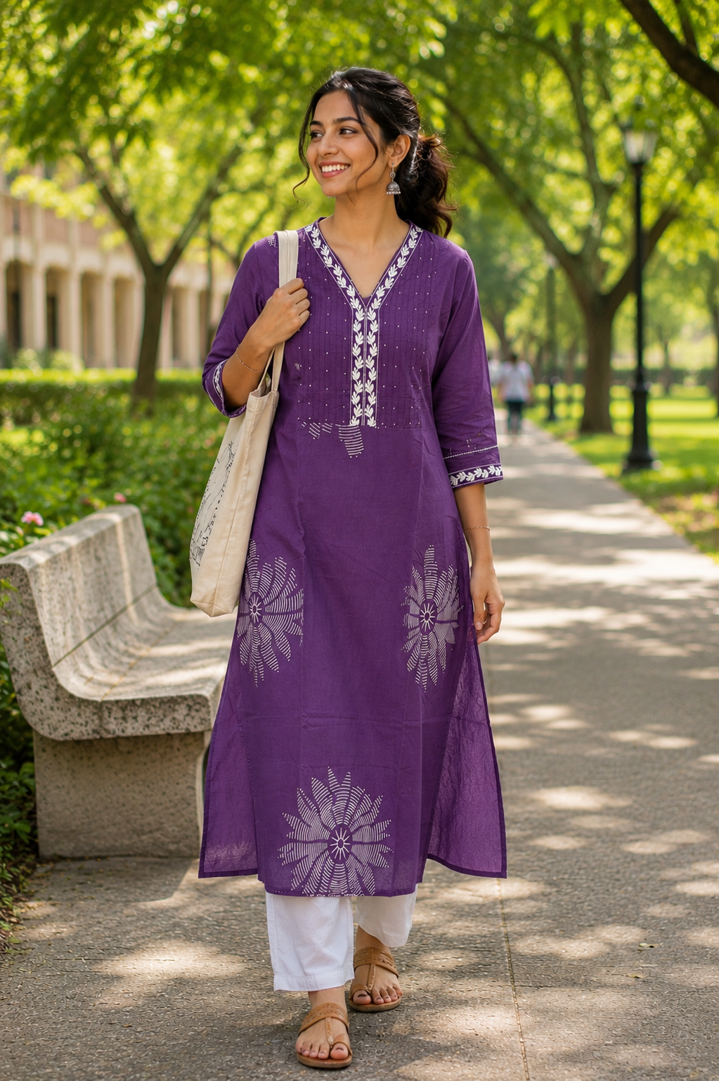 Royal Orchid Mul Cotton Straight Kurta