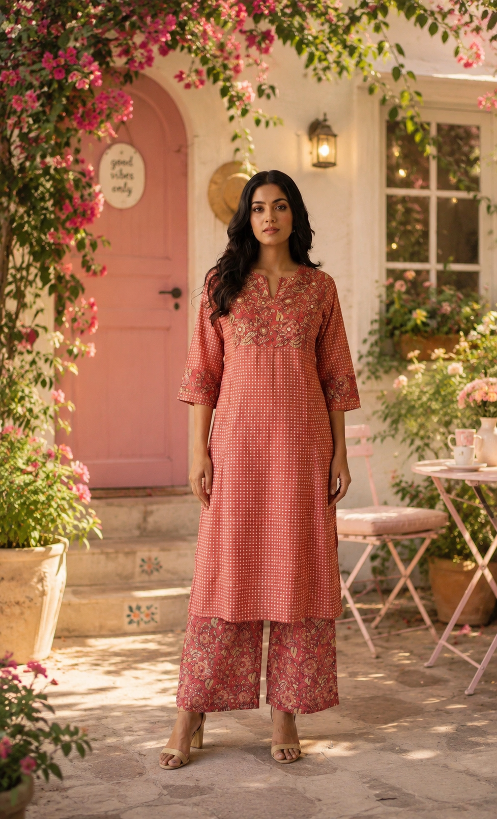 Rosewood Bloom Printed Kurta Pant