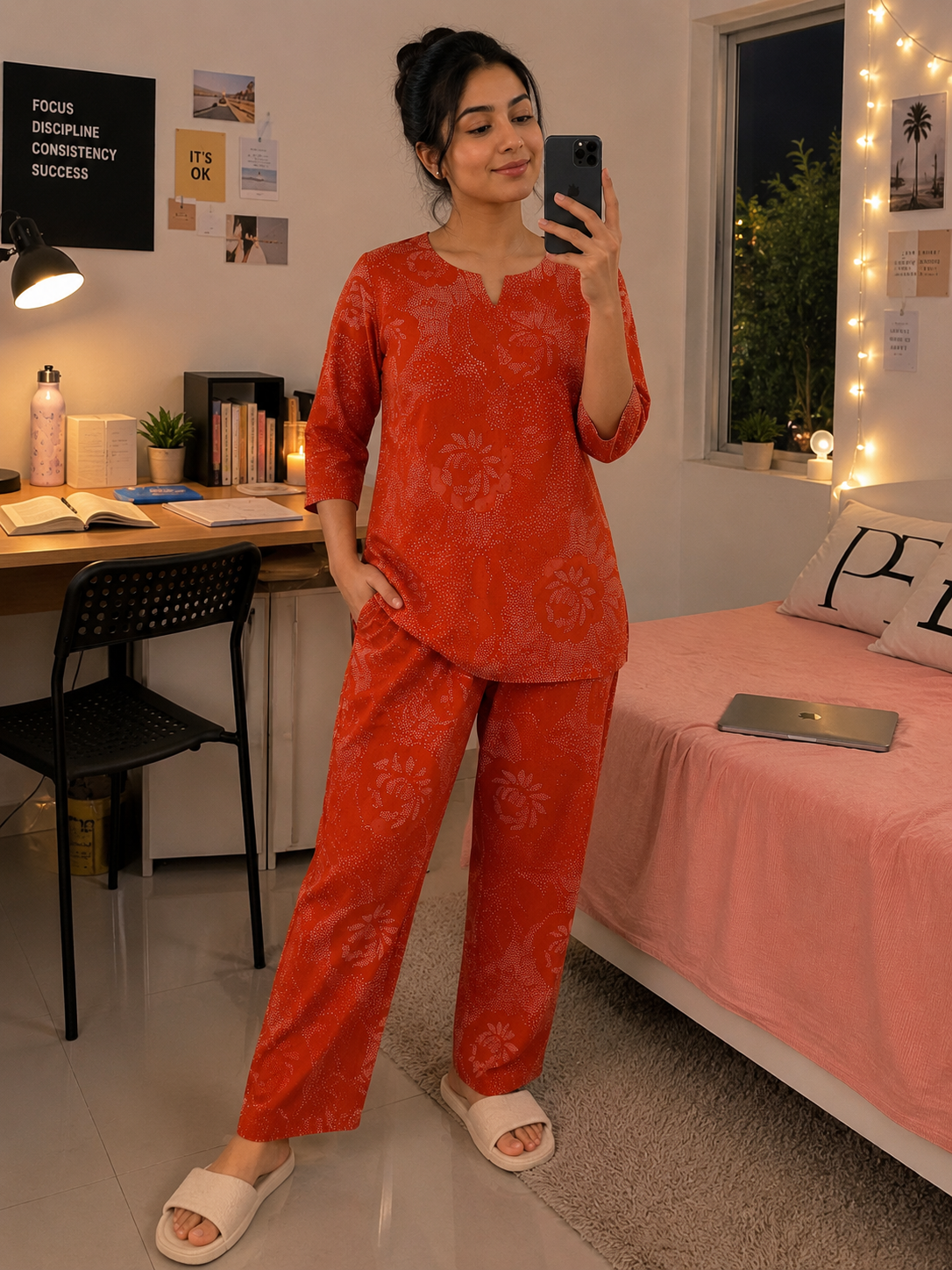 Sunset Blossom Cotton Night Suit