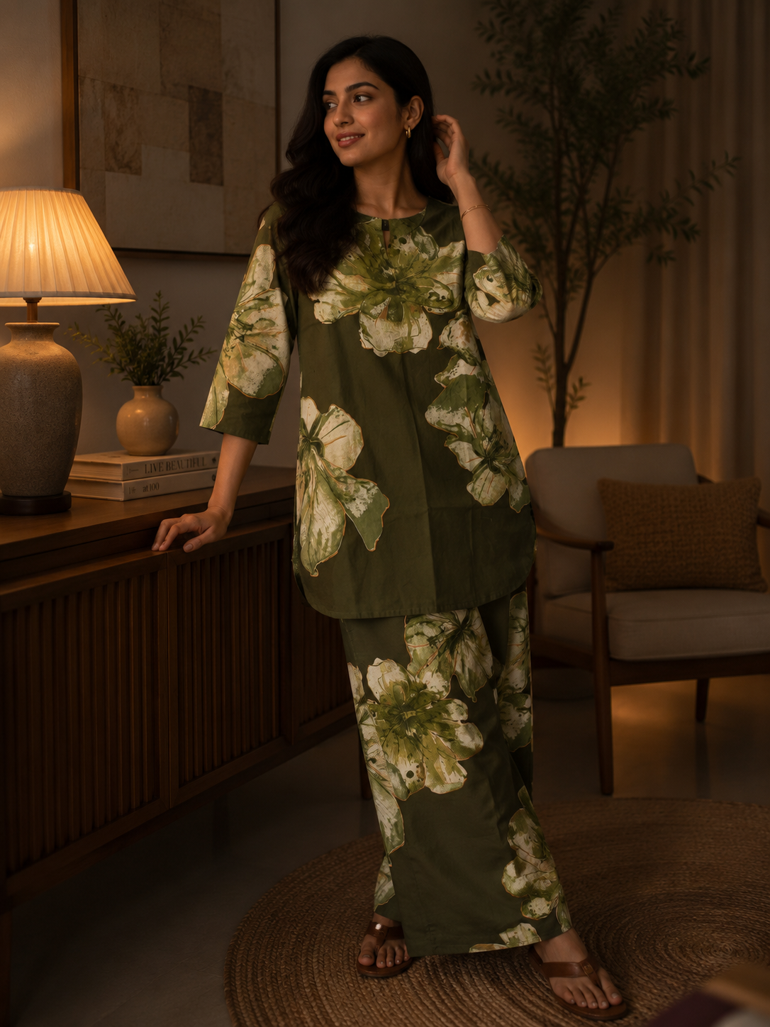 Olive Garden Cotton Night Suit