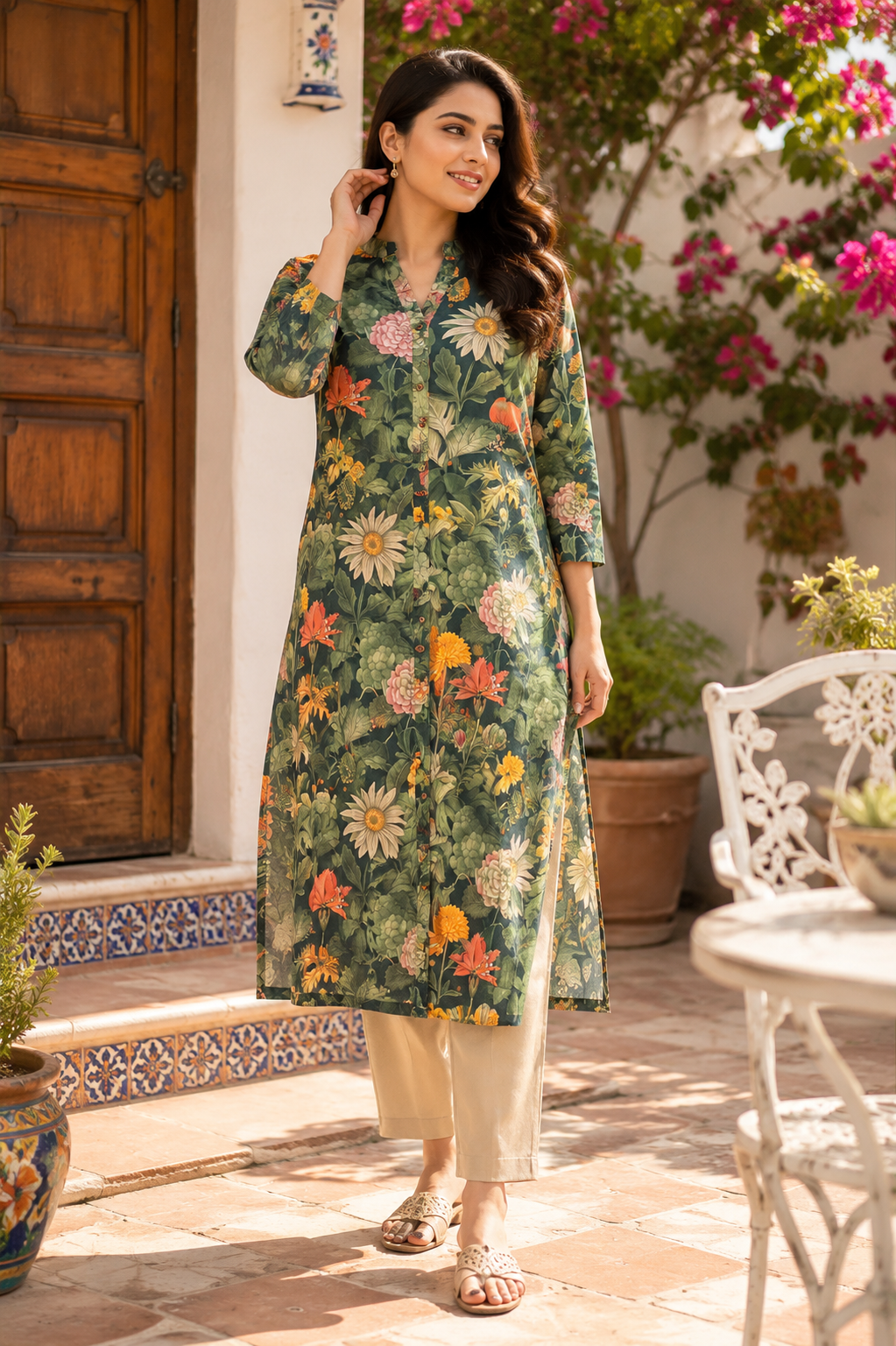 Forest Bloom Pure Cotton Kurta